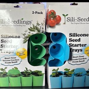 Silicone Seed Starter Trays - Green and Blue 2-Pack
